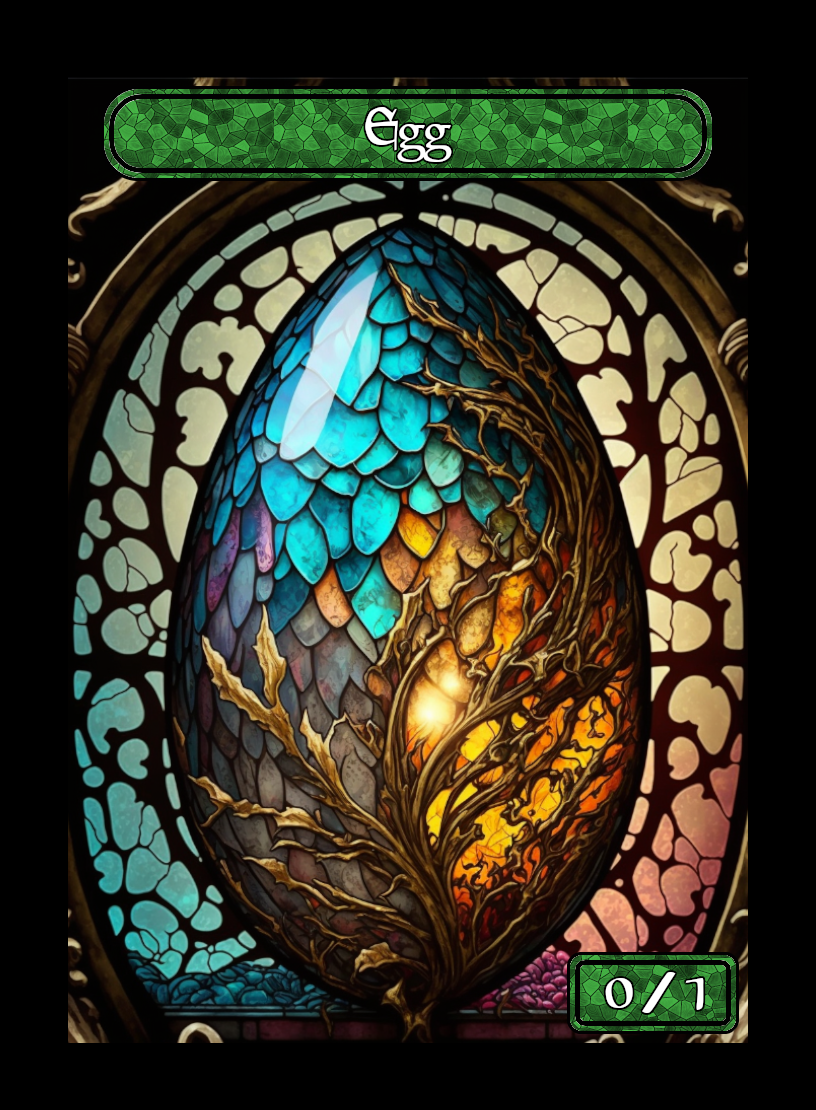 Egg token - custom Stained Glass art design for tabletop gaming