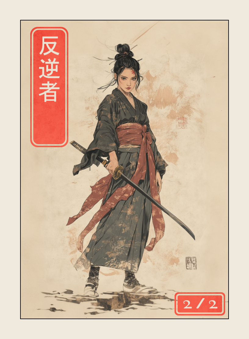 Rebel token - custom Japanese art design for tabletop gaming