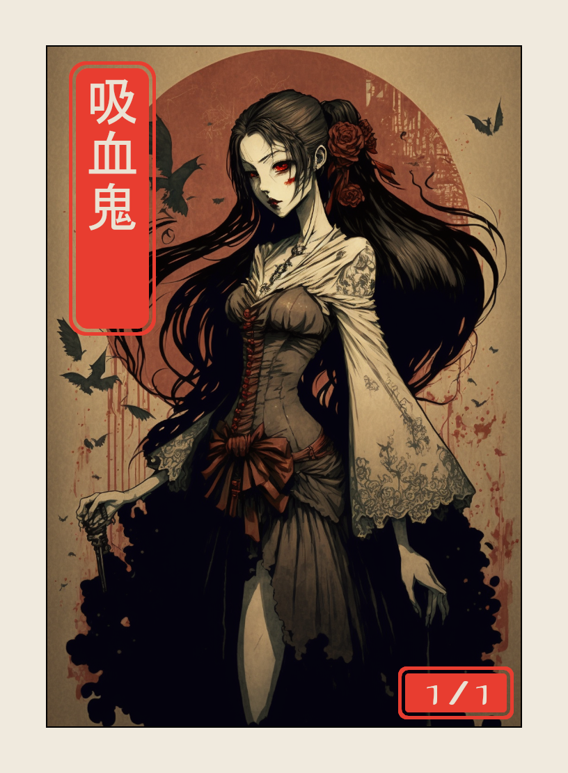 Vampire token - custom Japanese art design for tabletop gaming