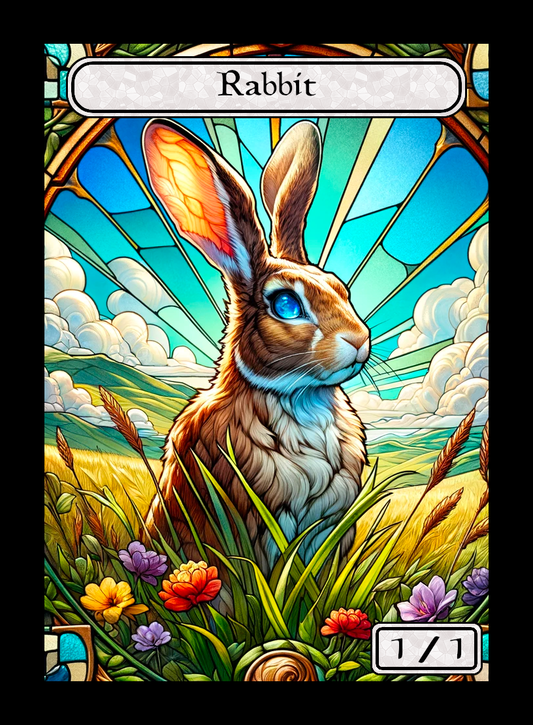 Rabbit token - custom Stained Glass art design for tabletop gaming