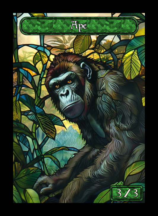 Ape token - custom Stained Glass art design for tabletop gaming