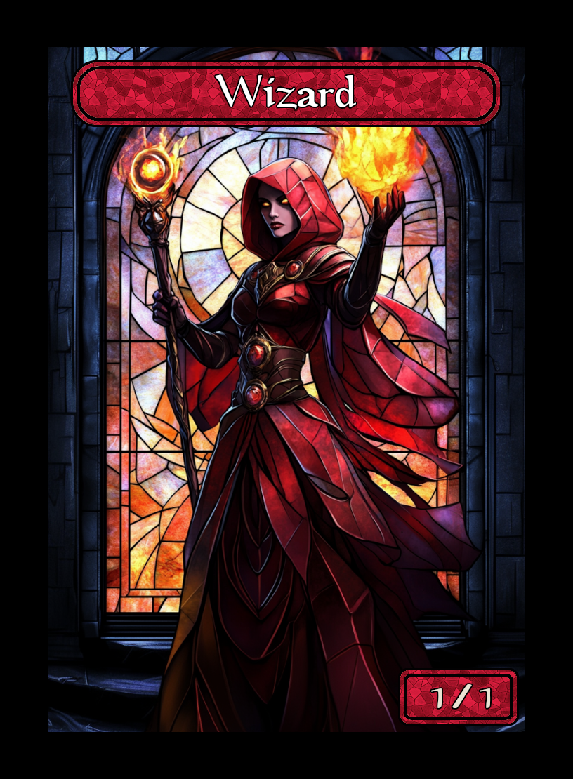 Wizard token - custom Stained Glass art design for tabletop gaming