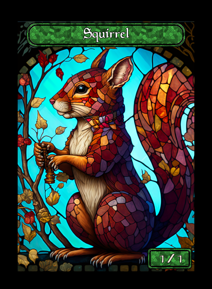 Squirrel token - custom Stained Glass art design for tabletop gaming