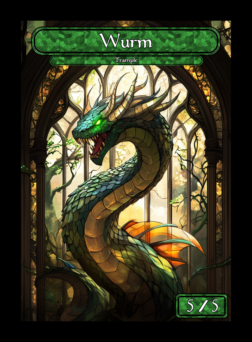 Wurm token - custom Stained Glass art design for tabletop gaming