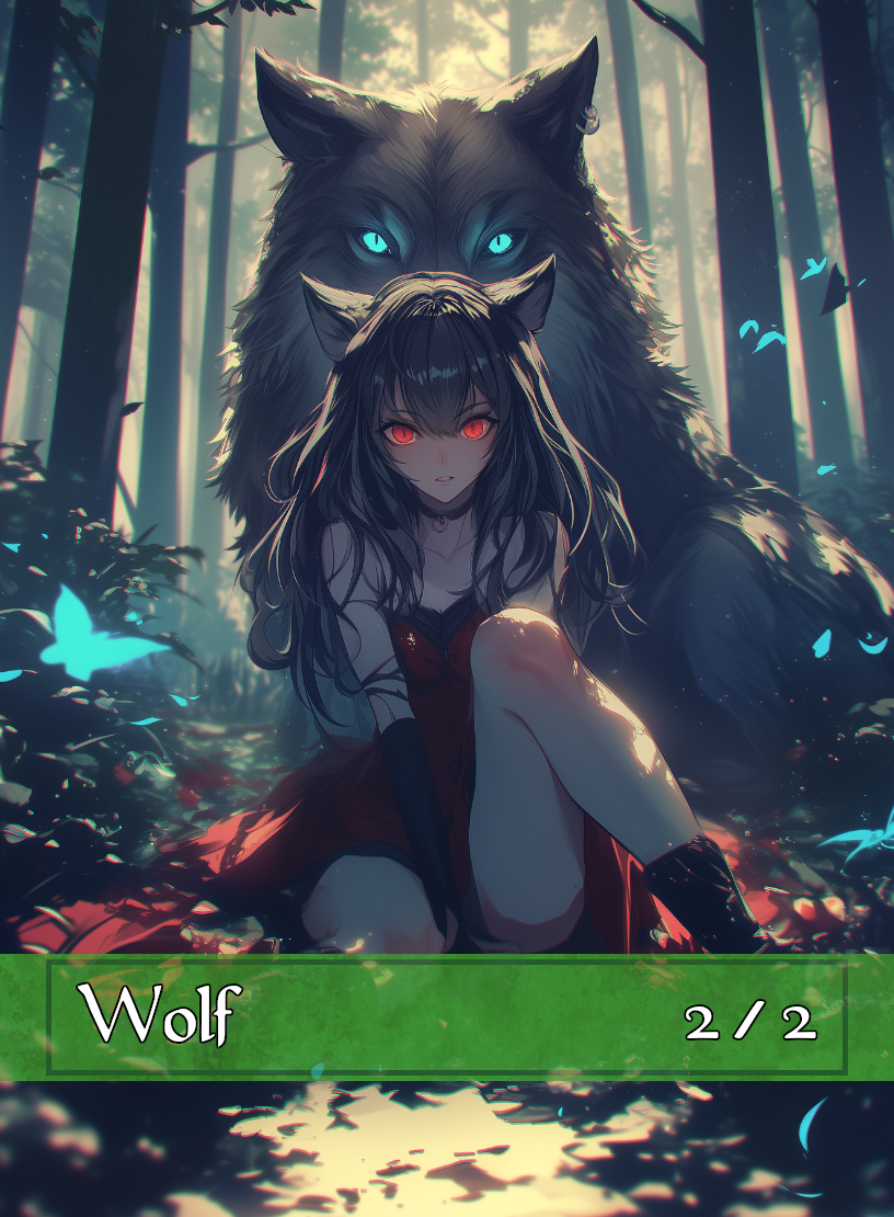 Wolf token - custom Anime art design for tabletop gaming