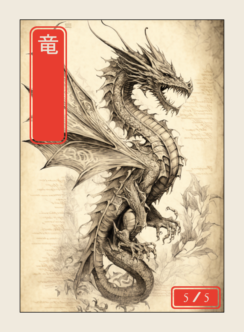 Dragon token - custom Japanese art design for tabletop gaming