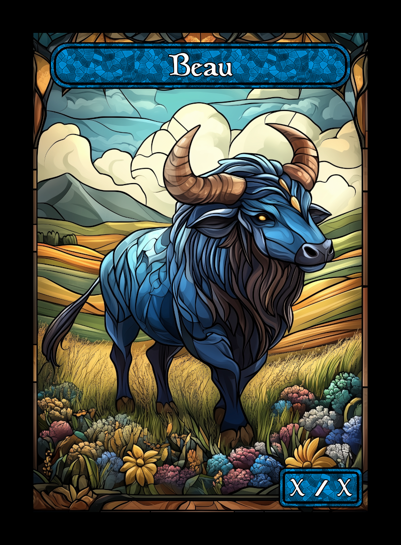 Beau token - custom Stained Glass art design for tabletop gaming
