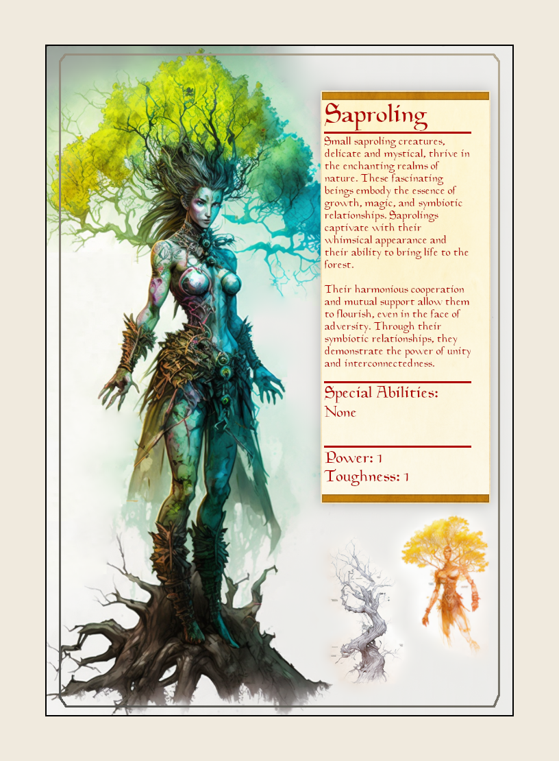 Saproling token - custom Monster Profile art design for tabletop gaming