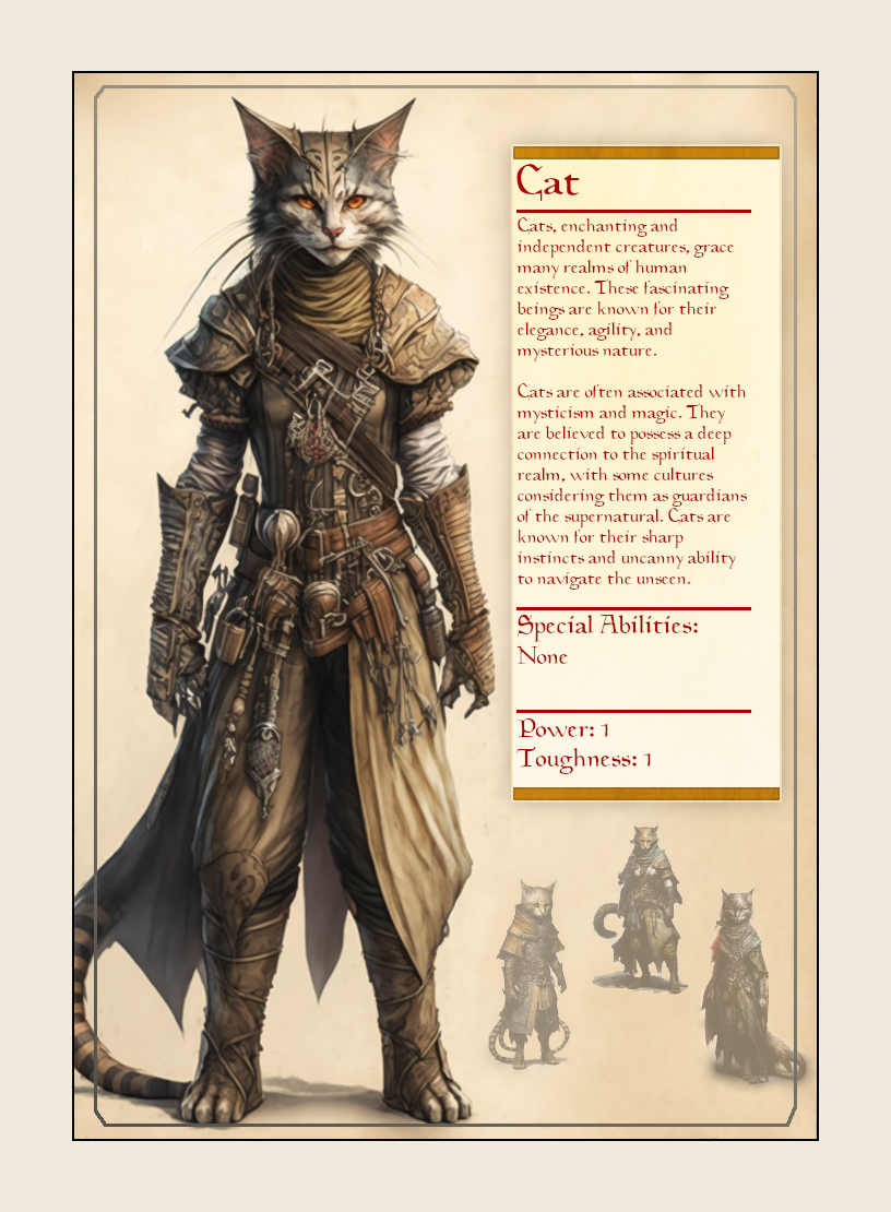 Cat token - custom Monster Profile art design for tabletop gaming