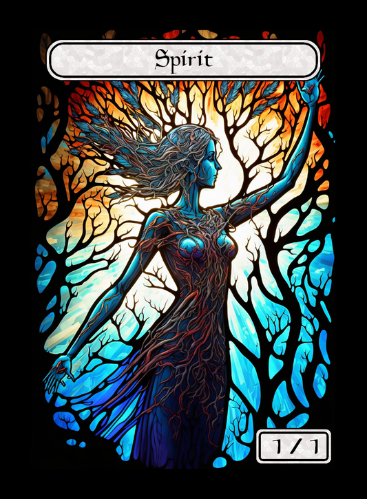 Spirit token - custom Stained Glass art design for tabletop gaming