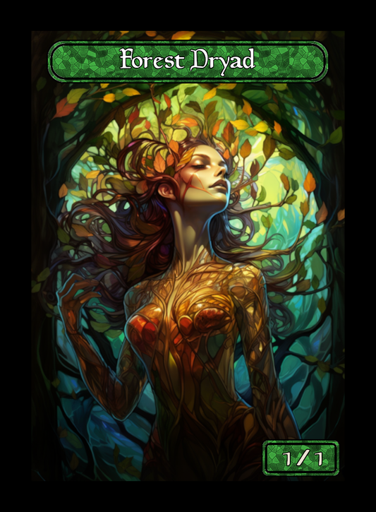 Forest_Dryad token - custom Stained Glass art design for tabletop gaming