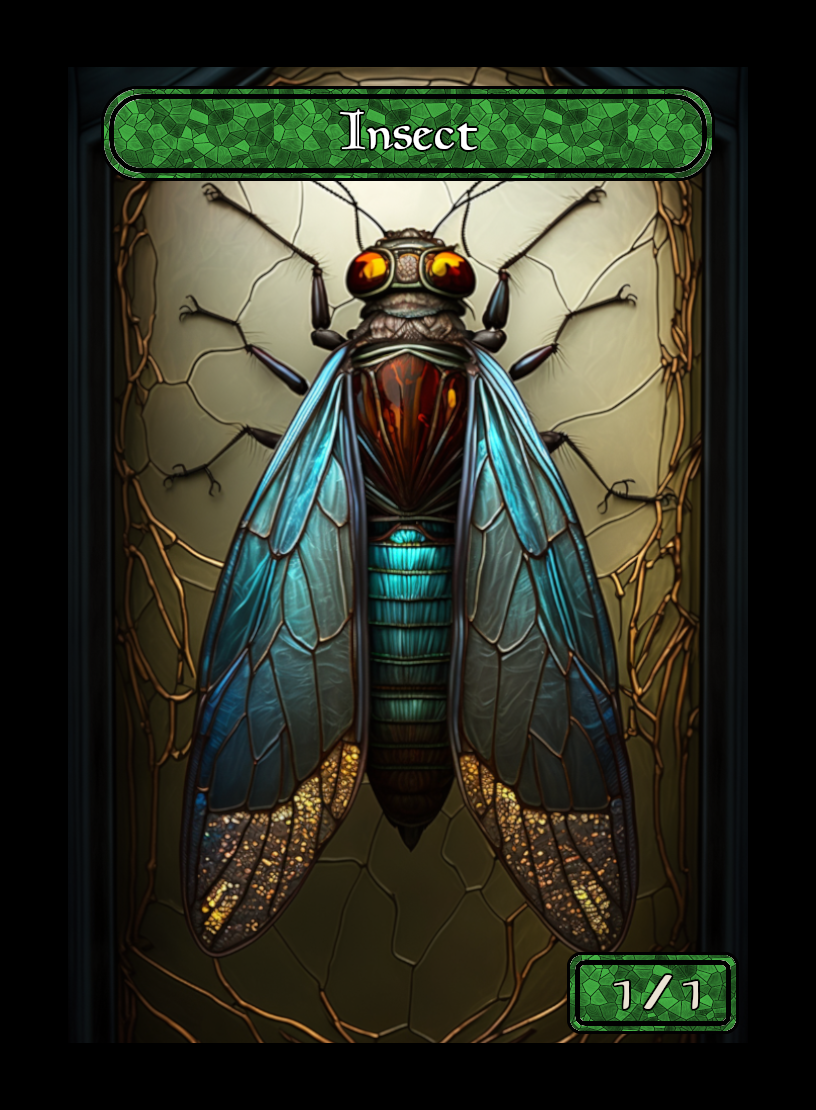 Insect token - custom Stained Glass art design for tabletop gaming