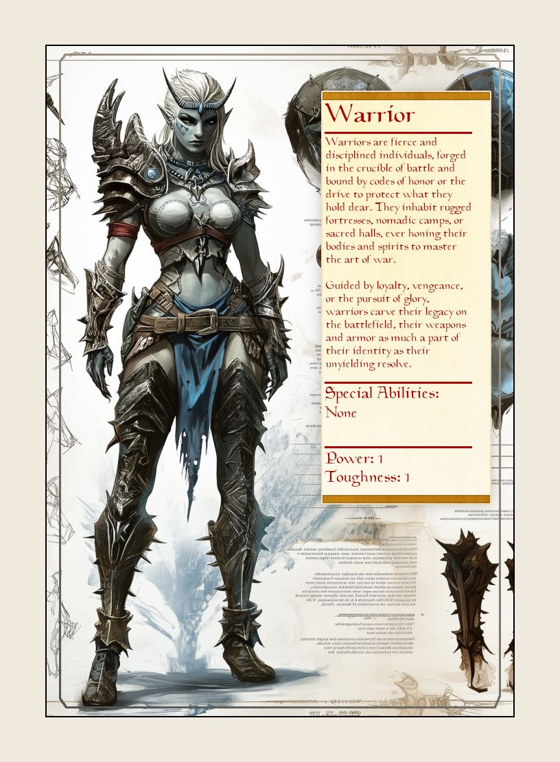 Warrior token - custom Monster Profile art design for tabletop gaming