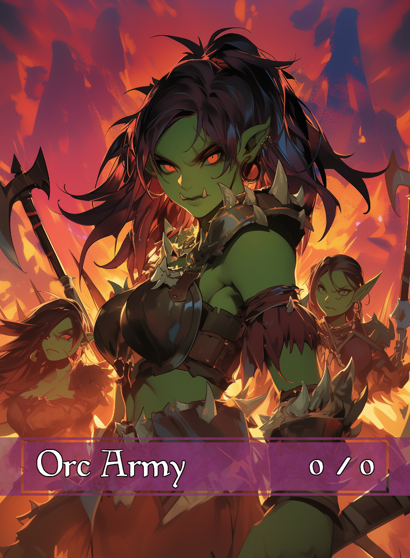 Orc Army token - custom Anime art design for tabletop gaming