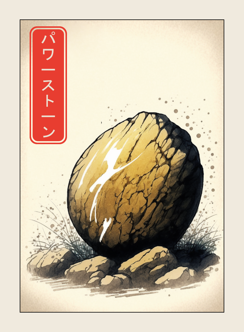 Powerstone token - custom Japanese art design for tabletop gaming