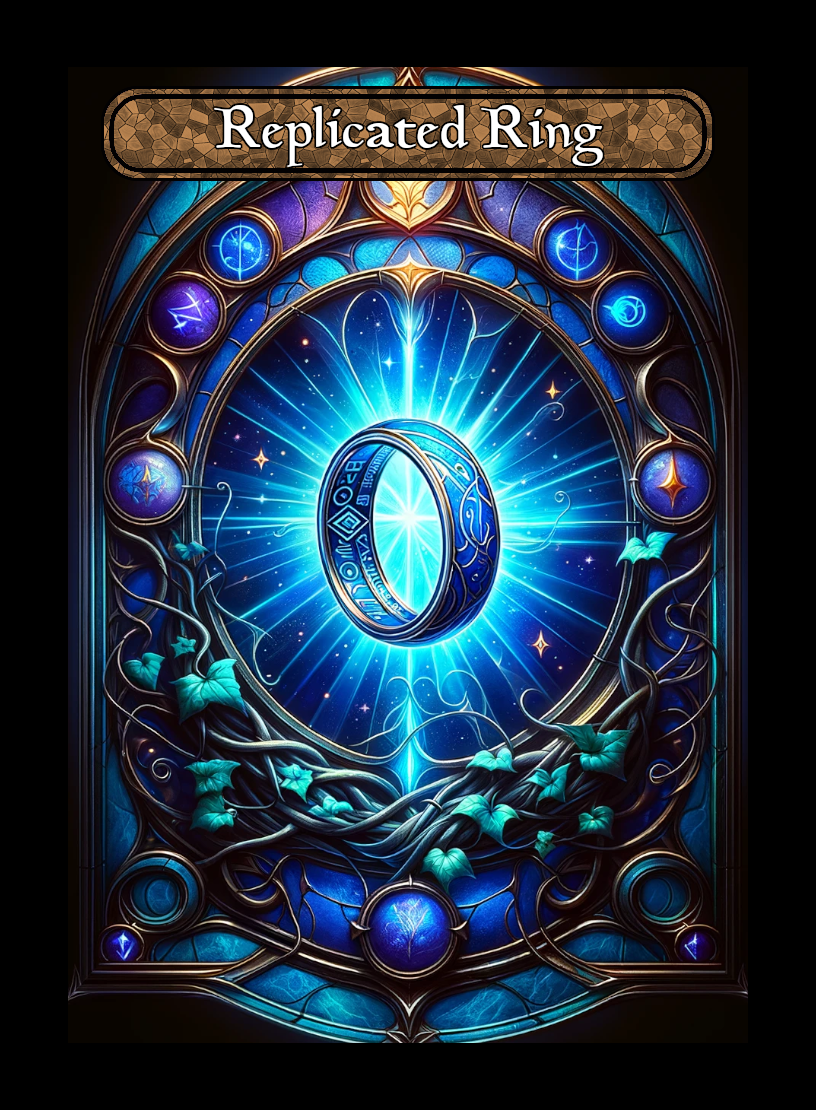 Replicated Ring token - custom Stained Glass art design for tabletop gaming