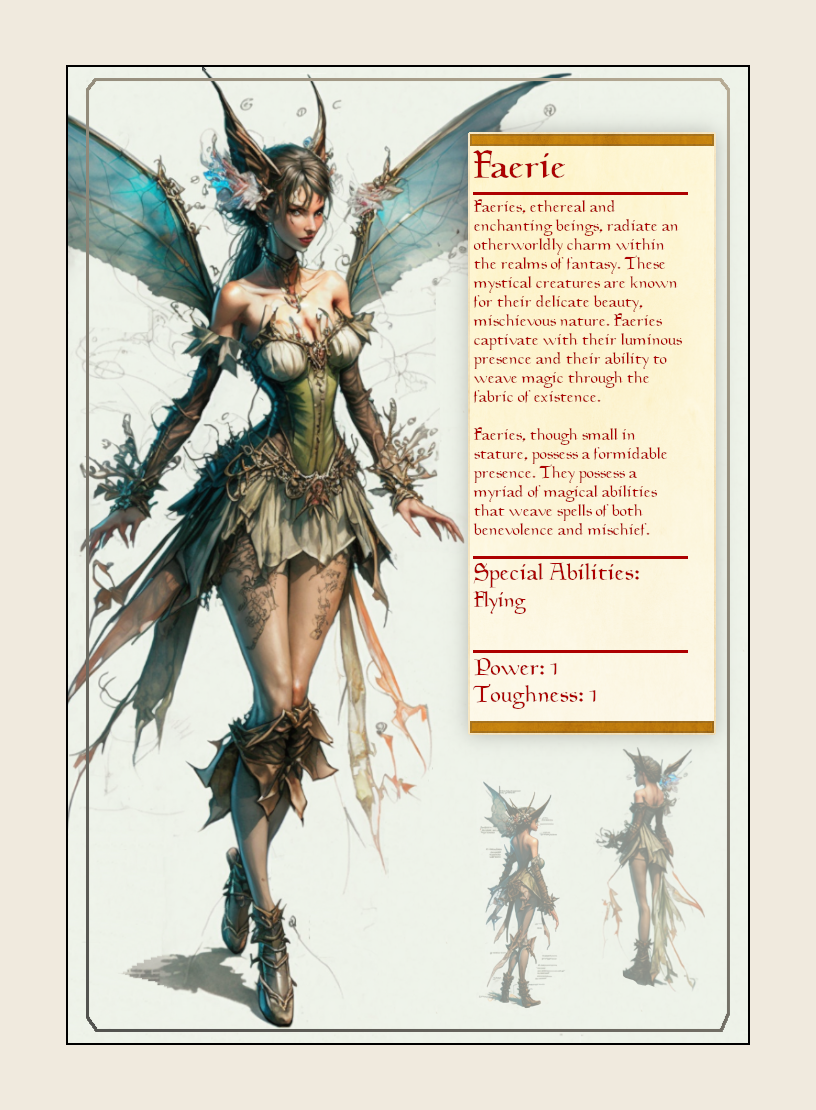Faerie token - custom Monster Profile art design for tabletop gaming