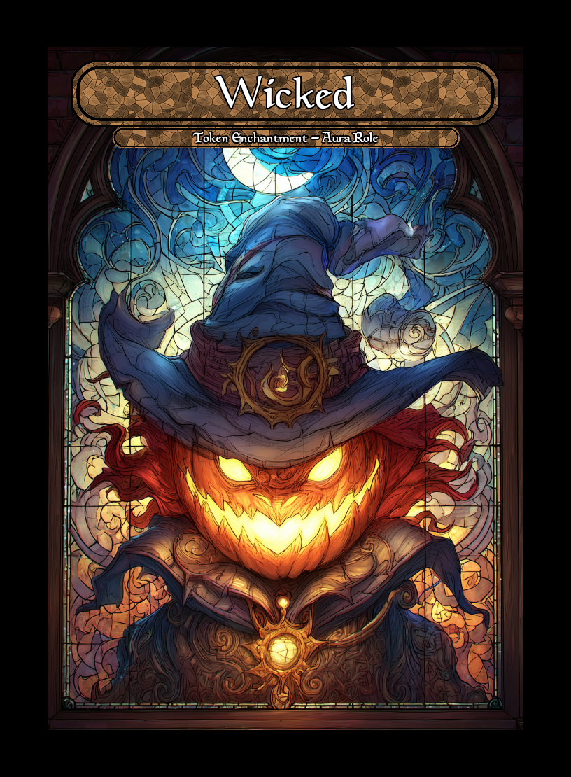 Wicked Role token - custom Stained Glass art design for tabletop gaming