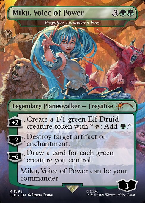 Miku, Voice of Power - Freyalise, Llanowar's Fury (Rainbow Foil) - Secret Lair Drop #1598