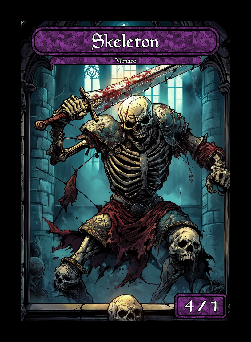 Skeleton token - custom Stained Glass art design for tabletop gaming