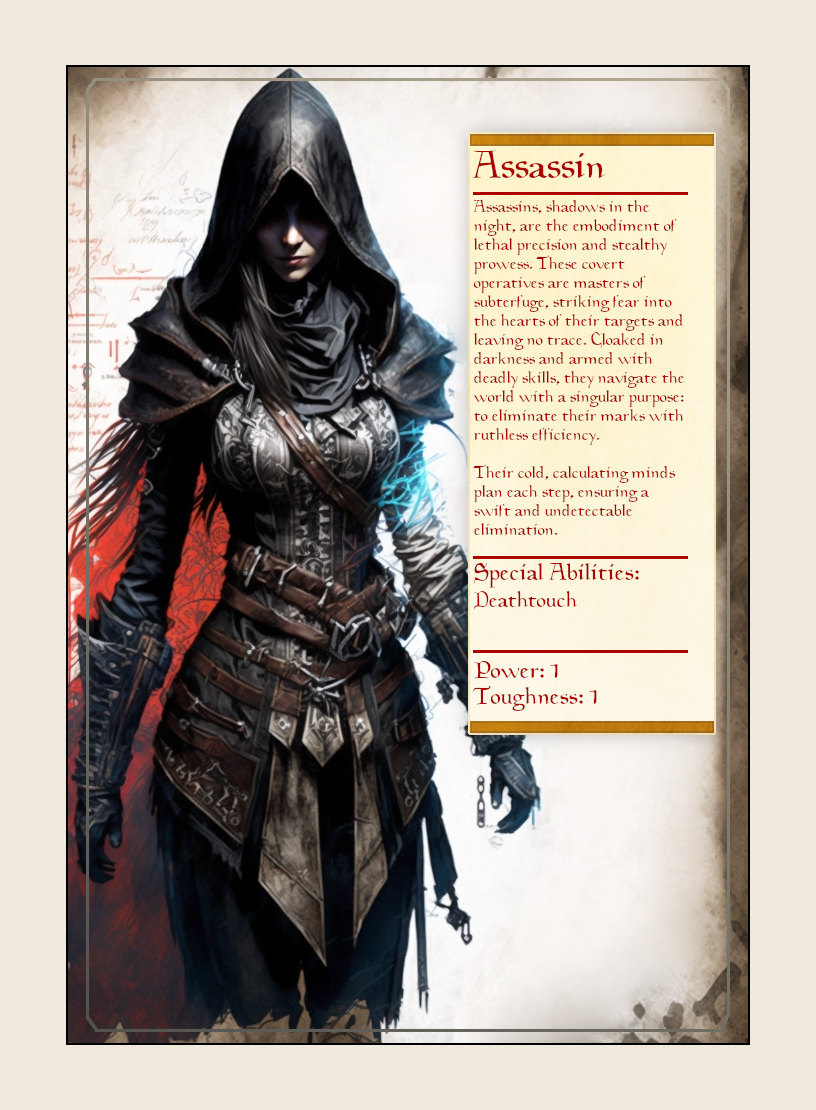 Assassin token - custom Monster Profile art design for tabletop gaming