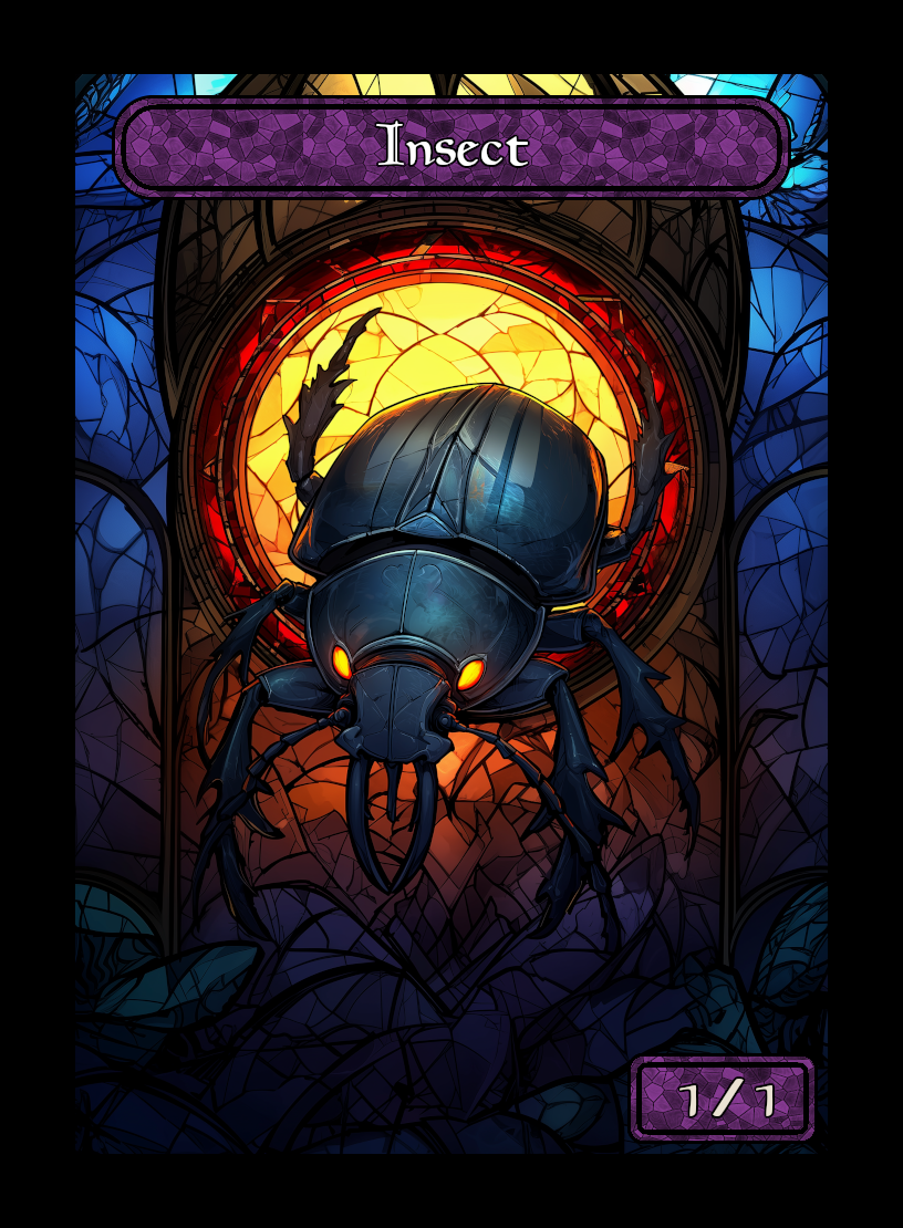 Insect token - custom Stained Glass art design for tabletop gaming