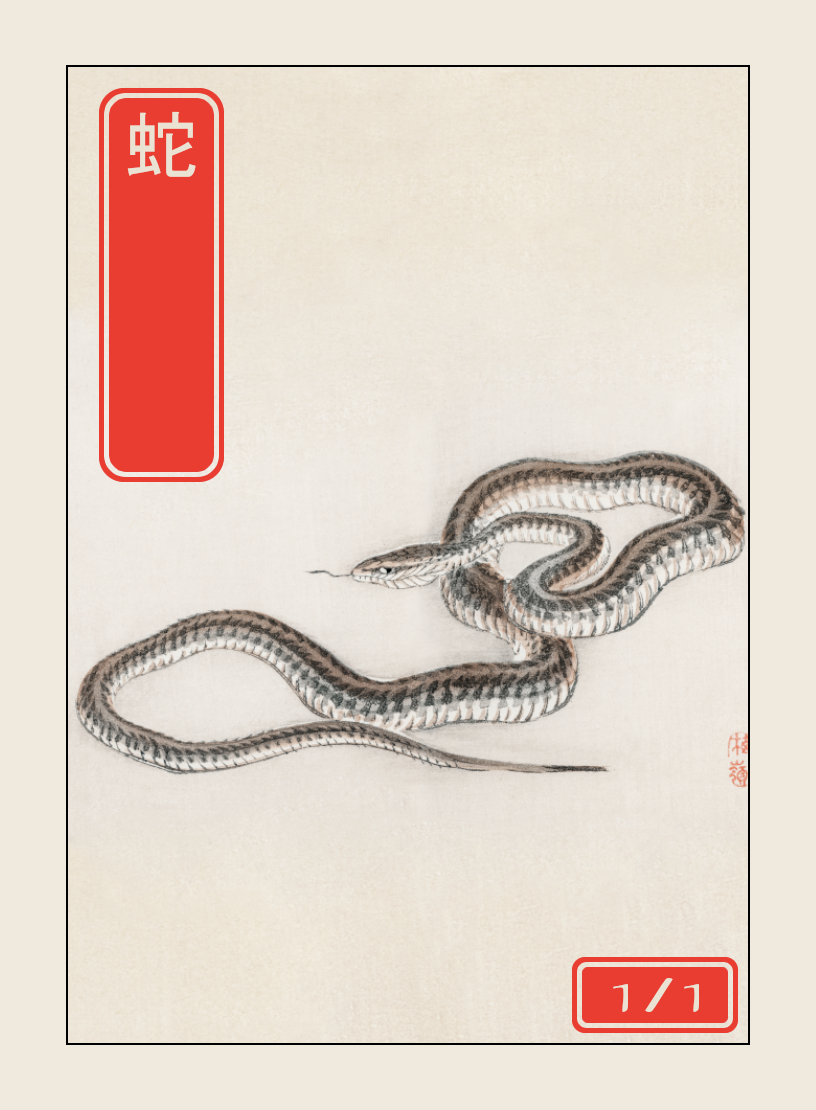 Snake token - custom Japanese art design for tabletop gaming