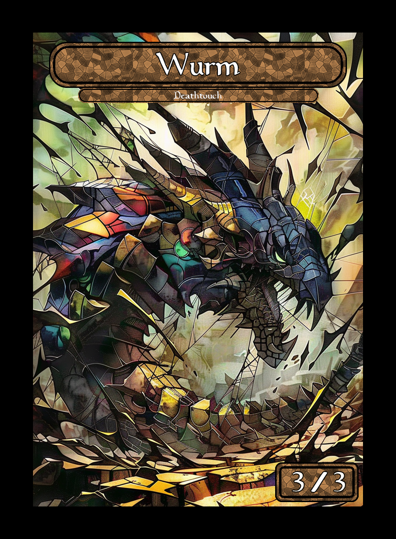 Wurm token - custom Stained Glass art design for tabletop gaming