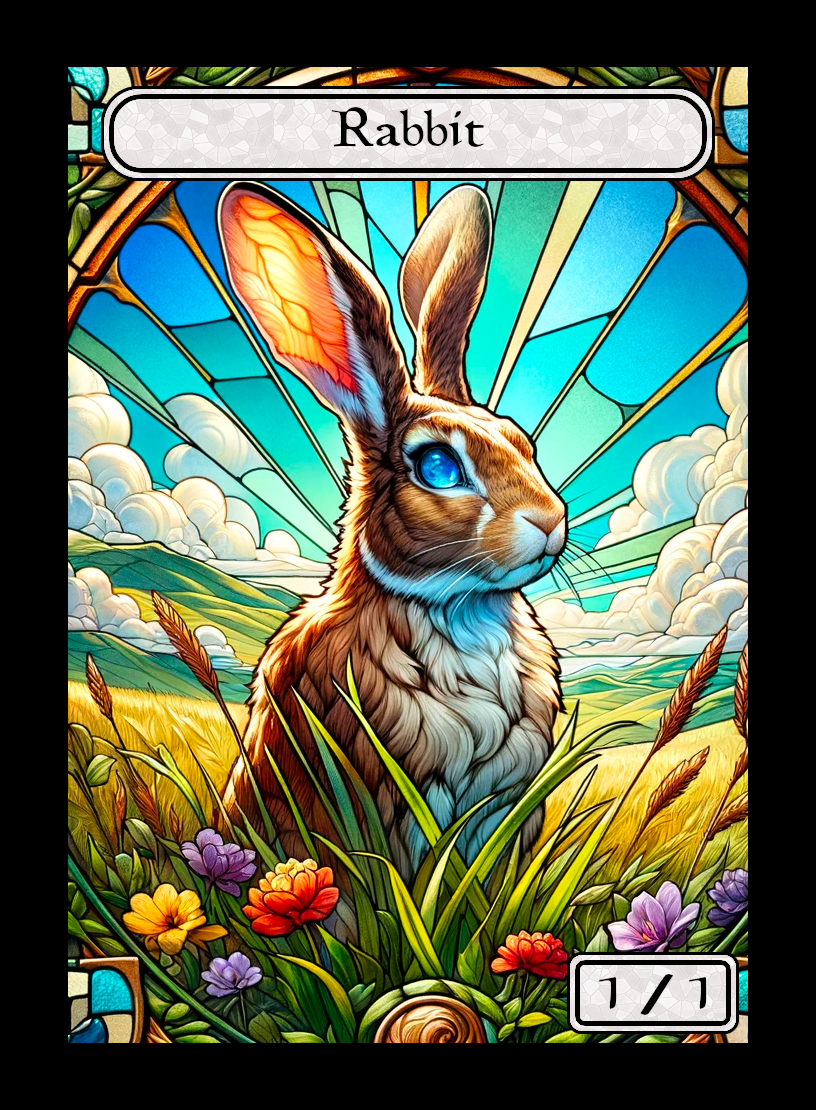 Rabbit token - custom Stained Glass art design for tabletop gaming