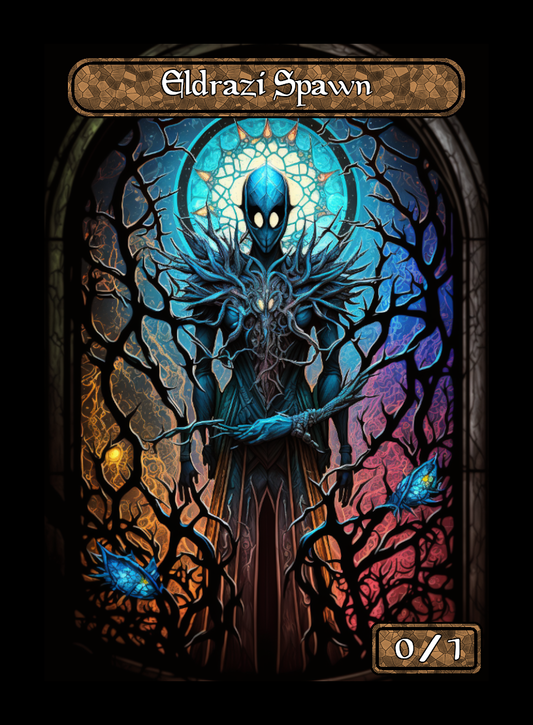 Eldrazi Spawn token - custom Stained Glass art design for tabletop gaming