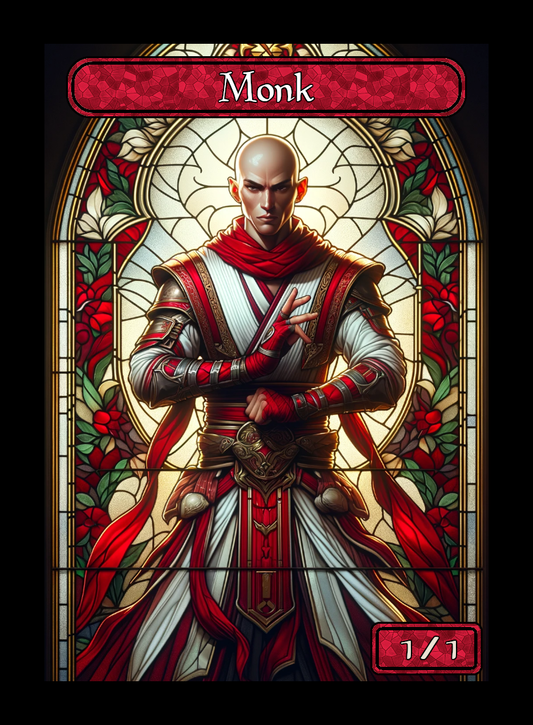 Monk token - custom Stained Glass art design for tabletop gaming
