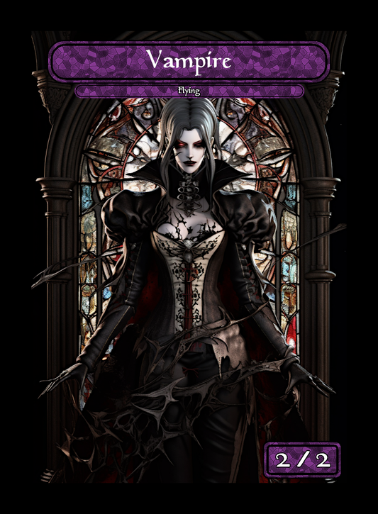 Vampire token - custom Stained Glass art design for tabletop gaming