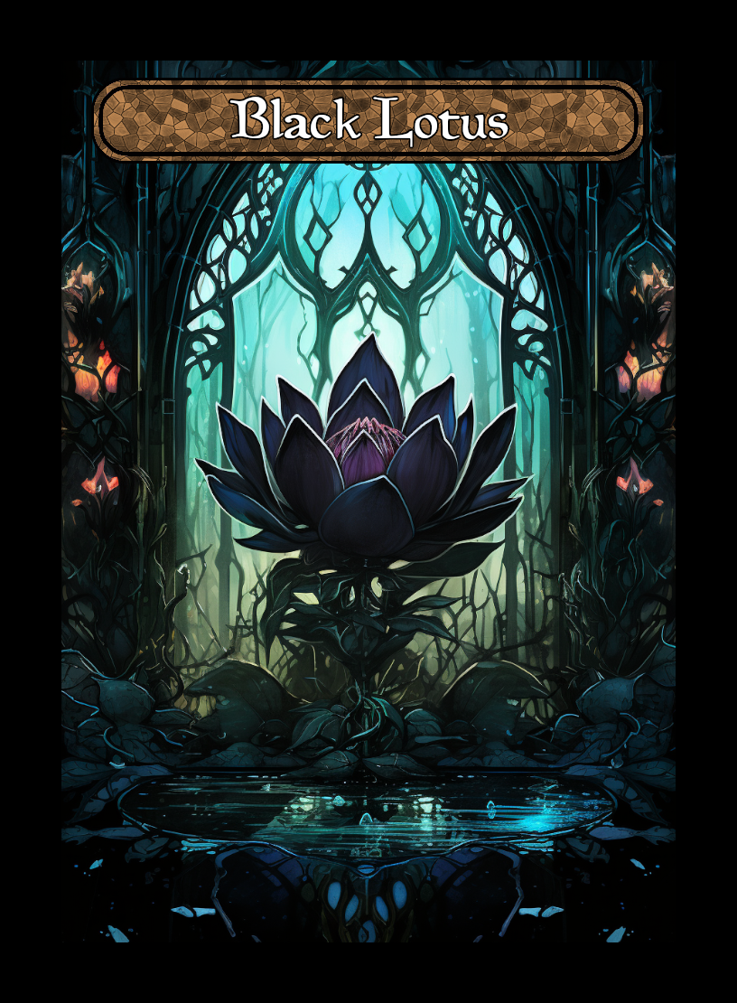 Black Lotus token - custom Stained Glass art design for tabletop gaming