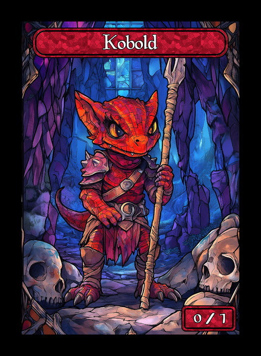 Kobold token - custom Stained Glass art design for tabletop gaming