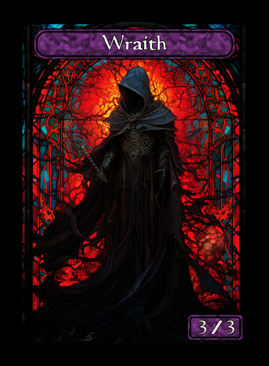 Wraith token - custom Stained Glass art design for tabletop gaming