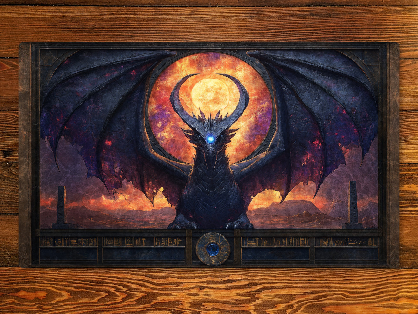 Ancient Dragon Playmat MTG Playmat Egyption Playmat 14" X 24" Playmat With Option For Magic Zone Layout For Edh, and other ccg games