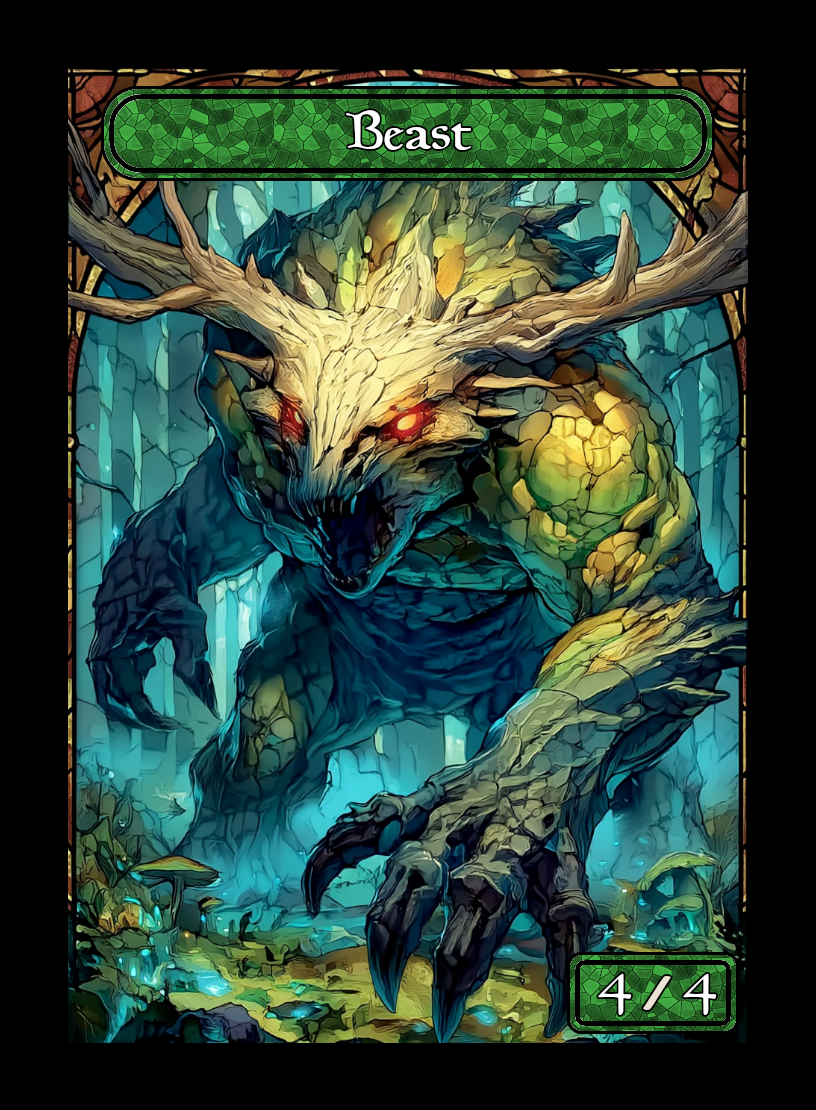 Beast token - custom Stained Glass art design for tabletop gaming