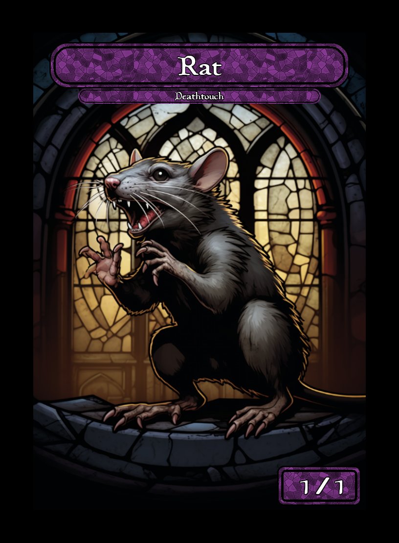 Rat token - custom Stained Glass art design for tabletop gaming