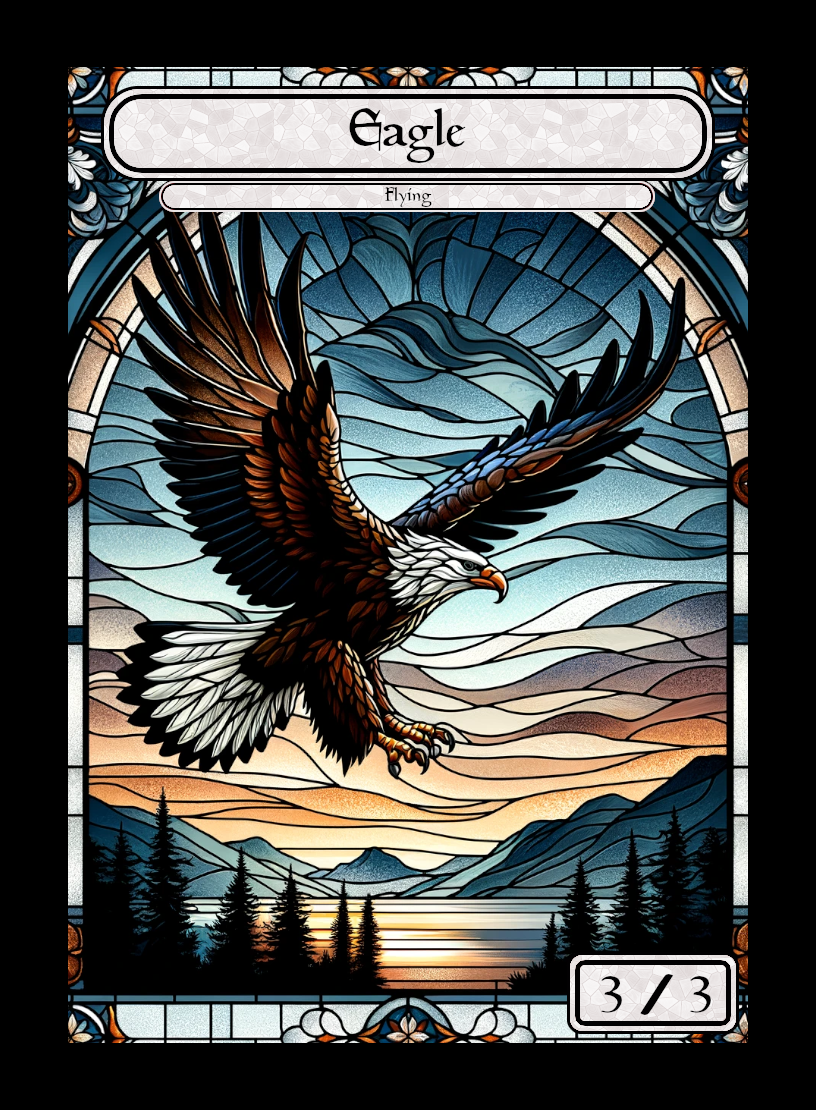 Eagle token - custom Stained Glass art design for tabletop gaming