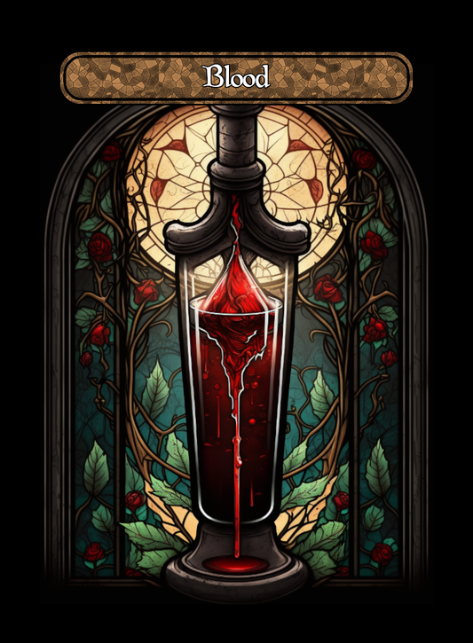 Blood token - custom Stained Glass art design for tabletop gaming