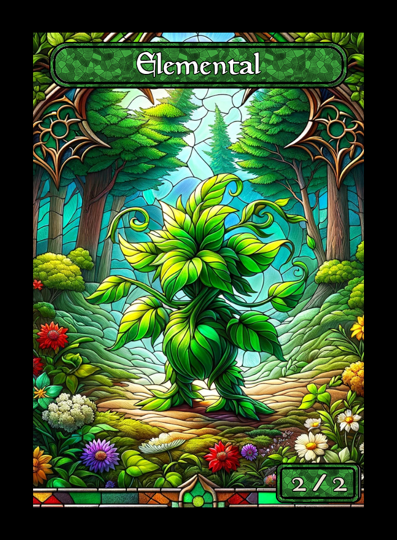 Elemental token - custom Stained Glass art design for tabletop gaming