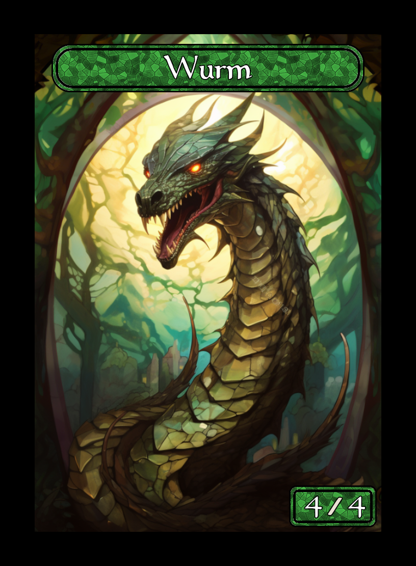 Wurm token - custom Stained Glass art design for tabletop gaming
