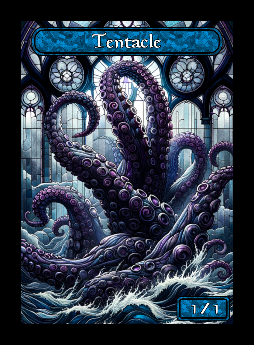 Tentacle token - custom Stained Glass art design for tabletop gaming