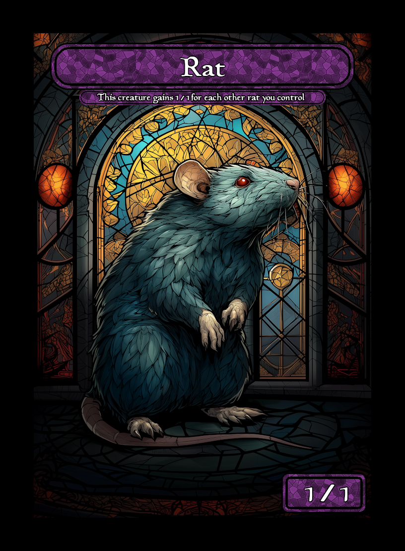 Rat token - custom Stained Glass art design for tabletop gaming