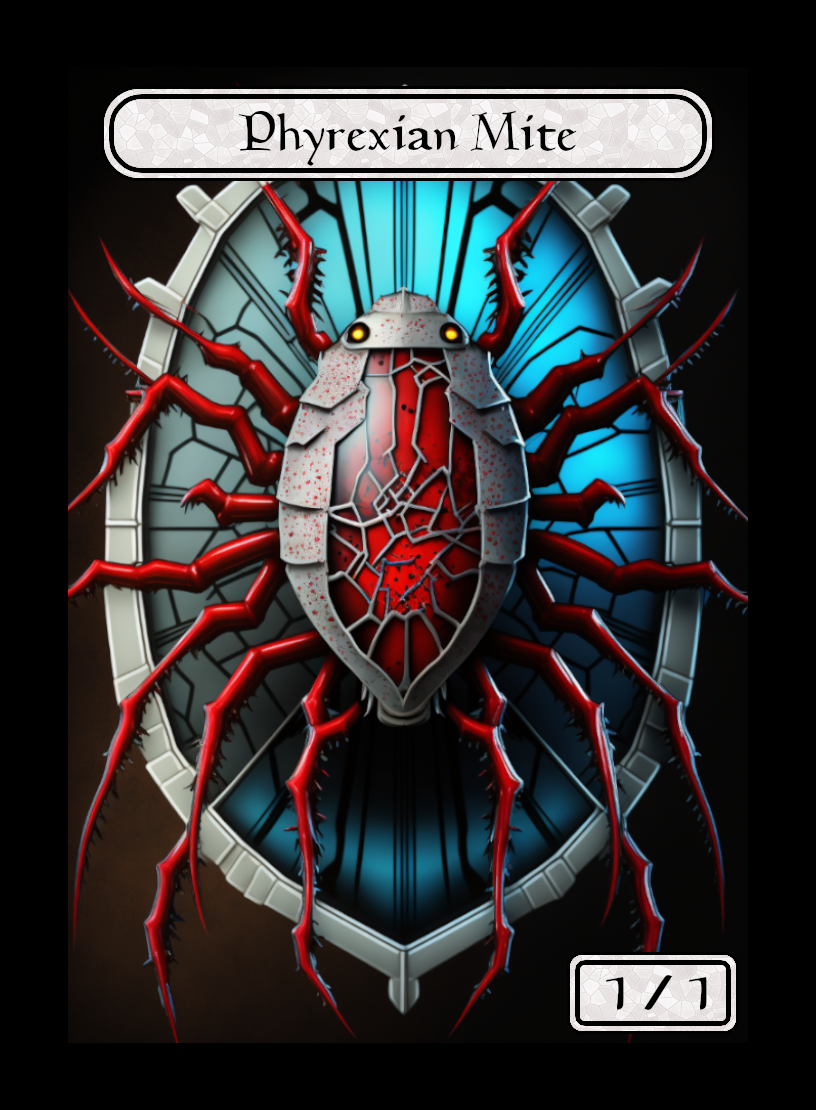 Phyrexian Mite token - custom Stained Glass art design for tabletop gaming