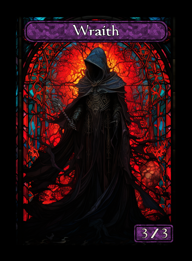 Wraith token - custom Stained Glass art design for tabletop gaming