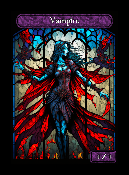 Vampire token - custom Stained Glass art design for tabletop gaming