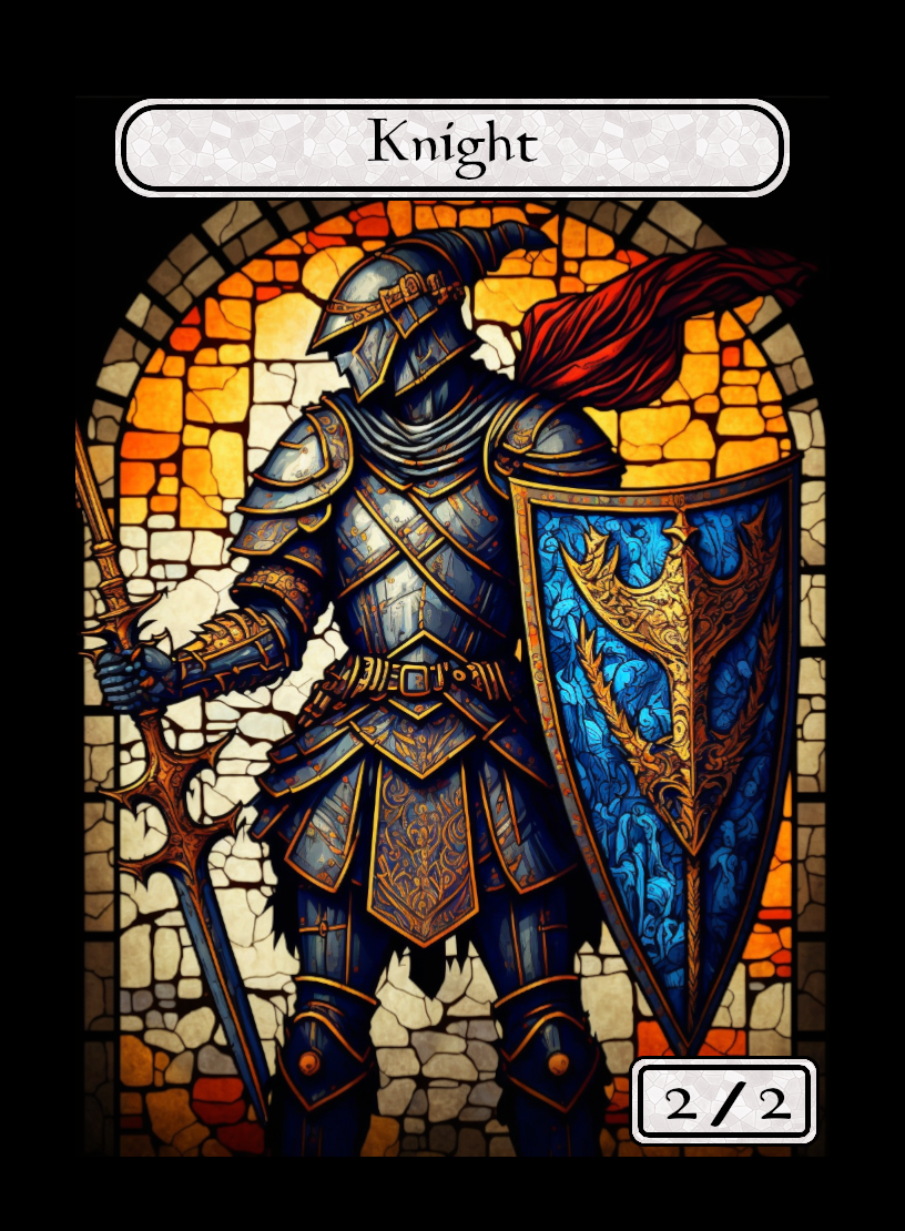 Knight token - custom Stained Glass art design for tabletop gaming