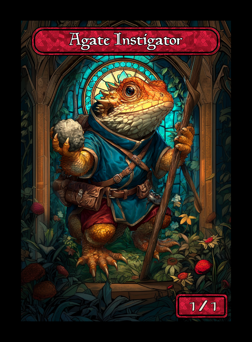 Agate Instigator token - custom Stained Glass art design for tabletop gaming