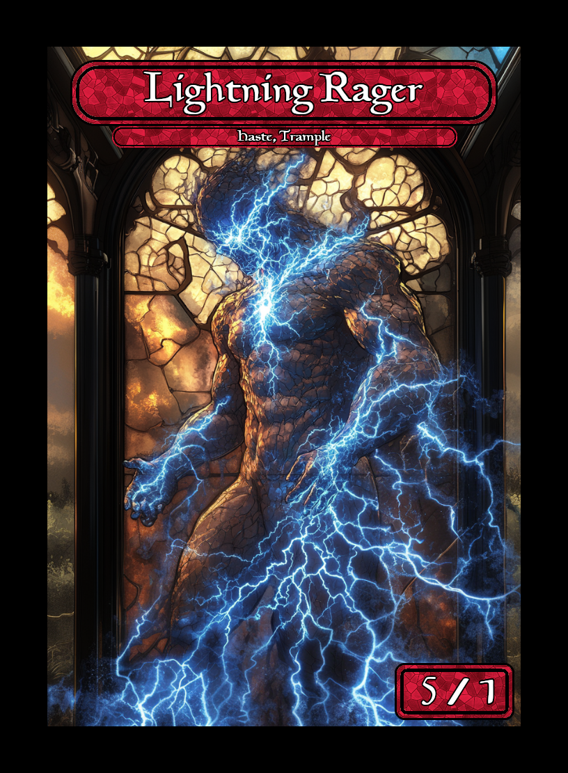 Lightning Rager token - custom Stained Glass art design for tabletop gaming
